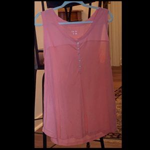 Merona Pink Sleeveless Blouse, Round Neck with Button Front 1X  NWT